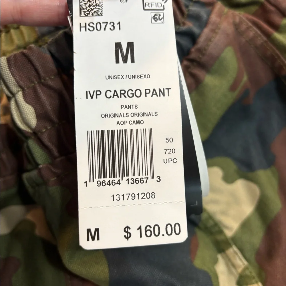 Adidas X IVY PARK Men's Camouflage Cargo Pants with Orange Accents - Picture 7 of 8